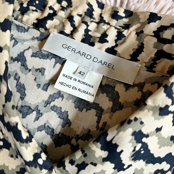 Gerard Darel Sleeveless Partial-Button Front Abstract Print Dress Size: US 10 - Picture 8 of 16